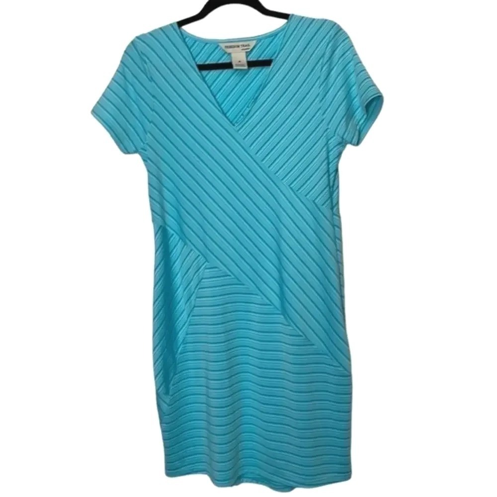 New Freedom Trail by Kyoden Turquoise‎ Short Sleeved Women's Dress Size Medium
